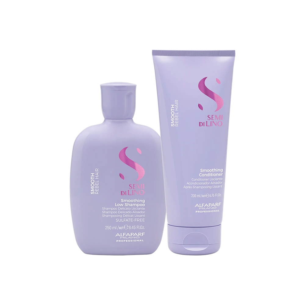 Alfaparf Milano Semi di Lino Smooth – Routine Lisciante Anticrespo (Shampoo 250 mL + Conditioner 200 mL)