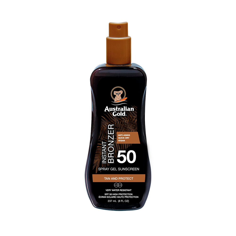 Australian Gold SPF 50 Spray Gel con Bronzer 237 mL