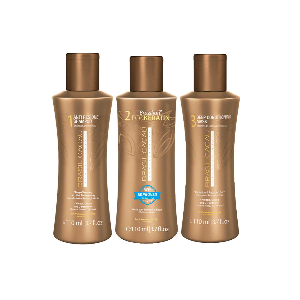 Cadiveu Brasil Cacau Eco Keratin Kit 3x100 mL - shampoo+trattamento+maschera