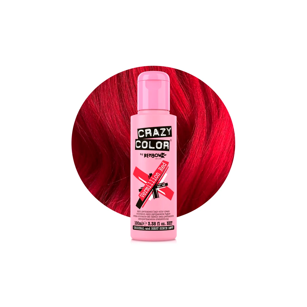 Crazy Color 40 Vermillion Red 100 mL Rosso Vermiglio - colorazione semi-permanente senza ammoniaca