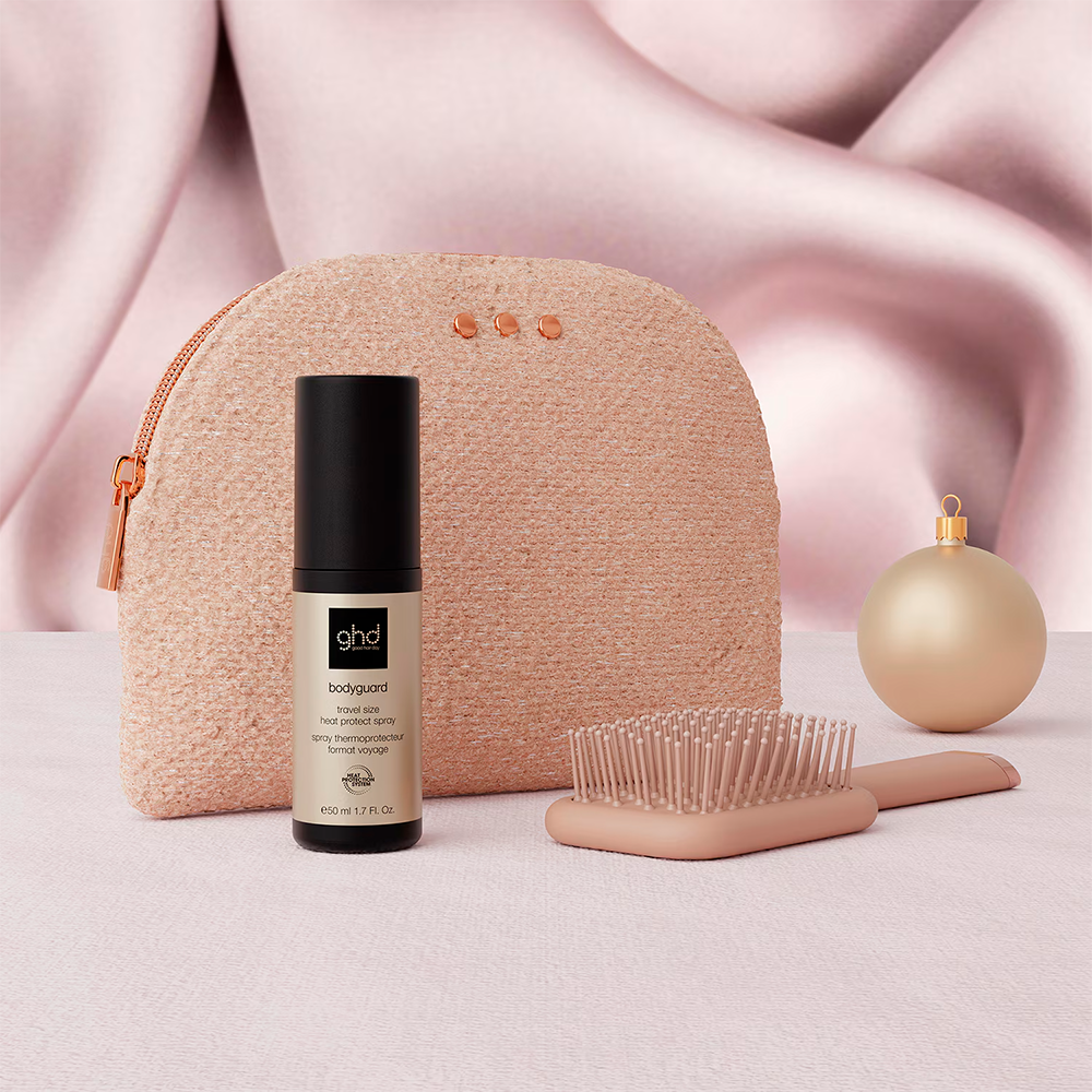 GHD Bundle Washbag set regalo mini brush + bodyguard 50 mL