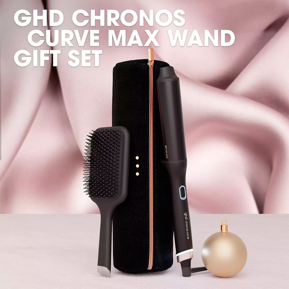 GHD Chronos Curve Max Wand Gift Set - paddle brush + arricciacapelli