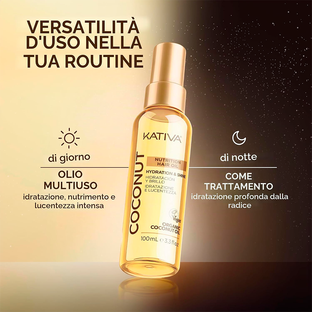 Kativa Coconut Nutrition Hair Oil 100 mL - olio idratante illuminante