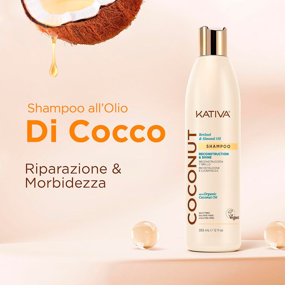 Kativa Coconut Shampoo Reconstruction & Shine 355 mL - shampoo ricostruzione