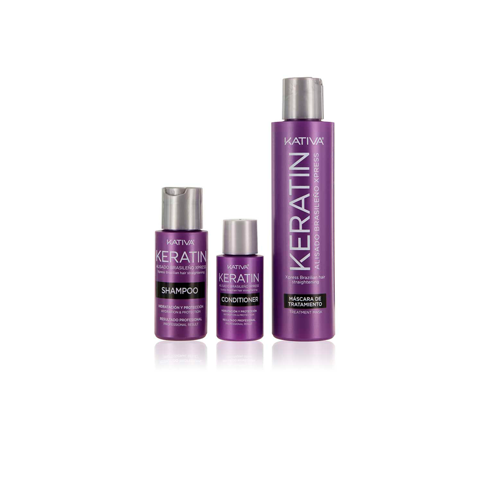 Kativa Keratin Xpress Brazilian Hair Straightening - shampoo 50 mL + conditioner 30 mL + maschera lisciante 150 mL