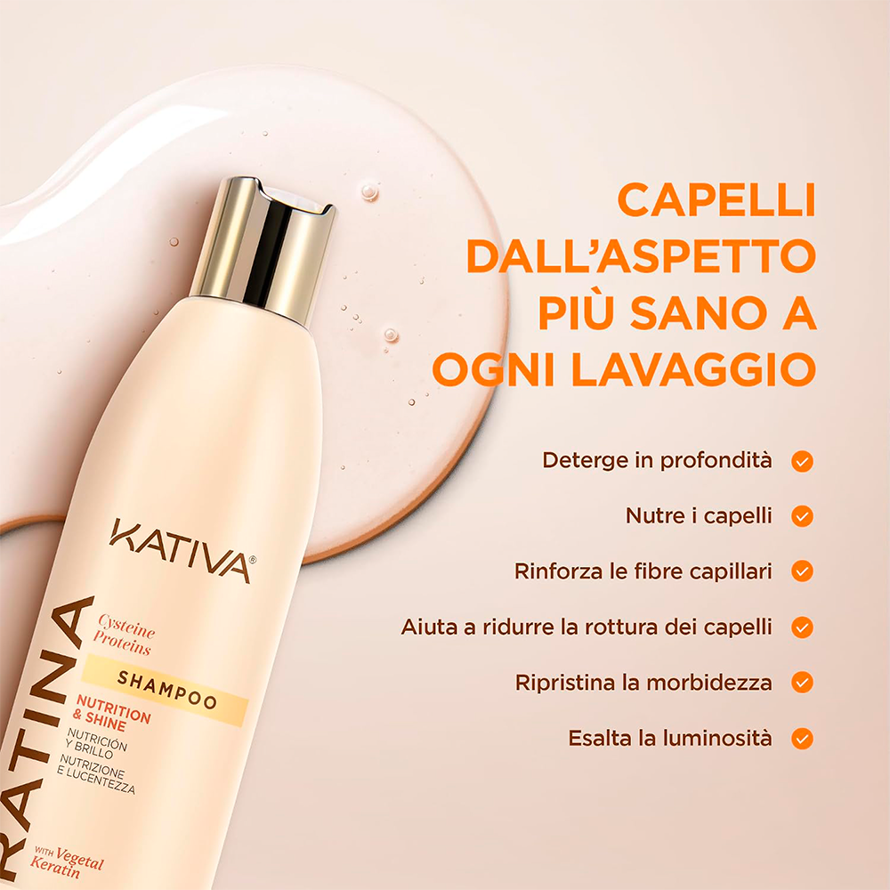 Kativa Keratina Shampoo Nutrition & Shine 355 mL - nutrizione e lucentezza