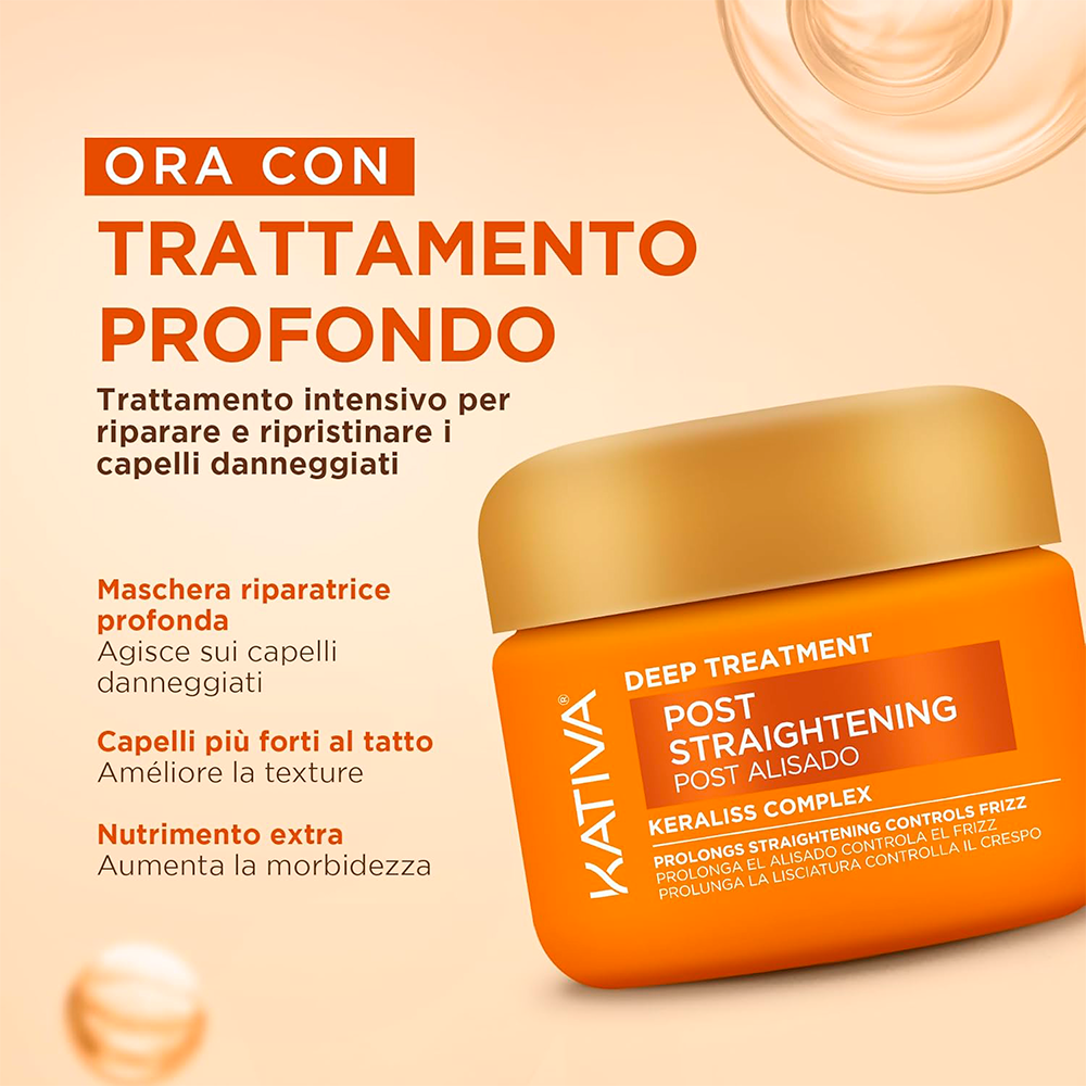 Kativa Post Liscio Brasiliano - shampoo 225 mL + balsamo 225 mL + trattamento 125 mL