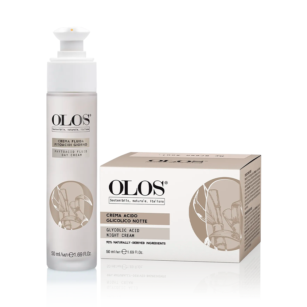 Olos - Illuminante - Crema Fluida Fitoacidi Giorno 50 mL + Crema Acido Glicolico Notte 50 mL