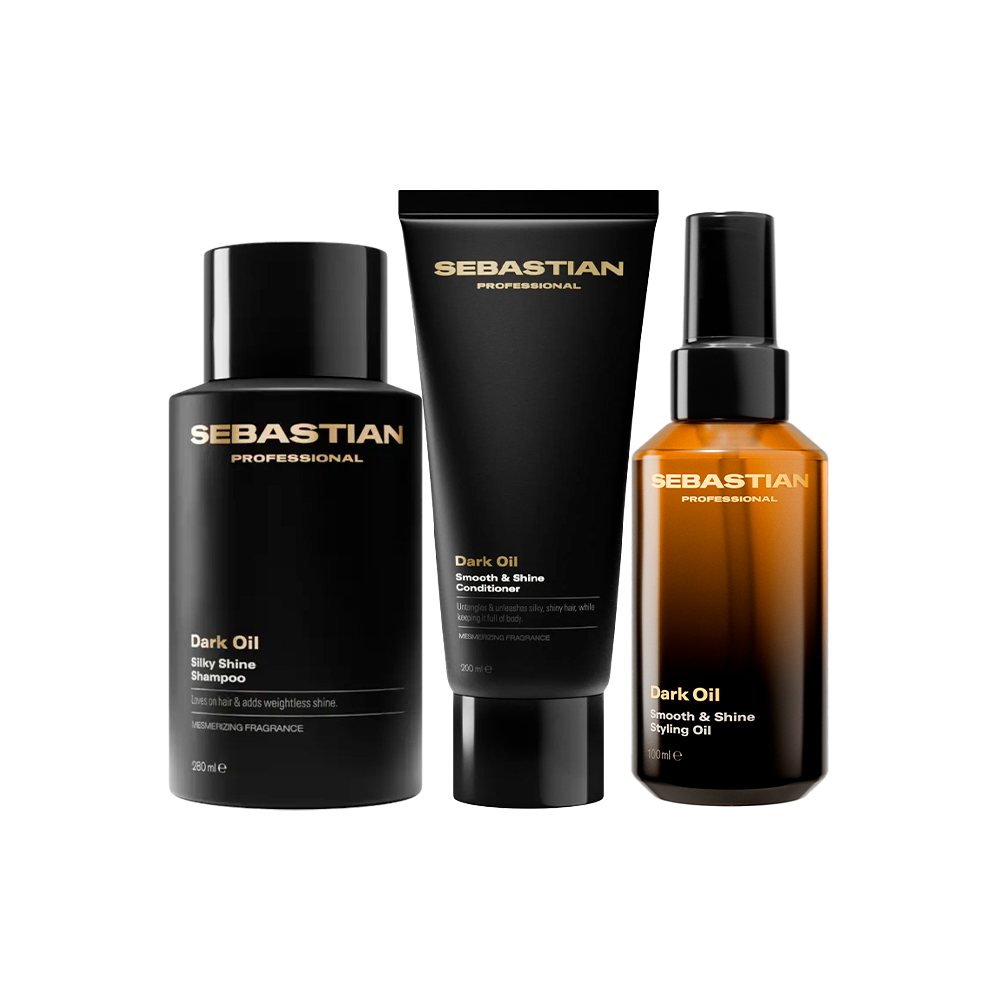 Sebastian - Professional Dark Oil - Silky Shine Shampoo 280 mL + Smooth & Shine Conditioner 200 mL + Smooth & Shine Oil 100 mL