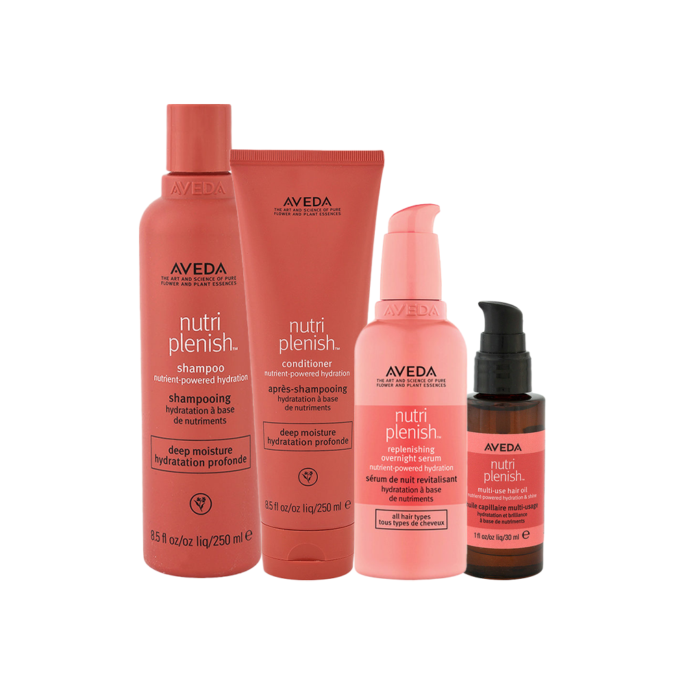 Featured image for “Aveda – Nutriplenish – Shampoo 250 mL + Conditioner 250 mL + Siero Notte 100 mL + Olio 30 mL”